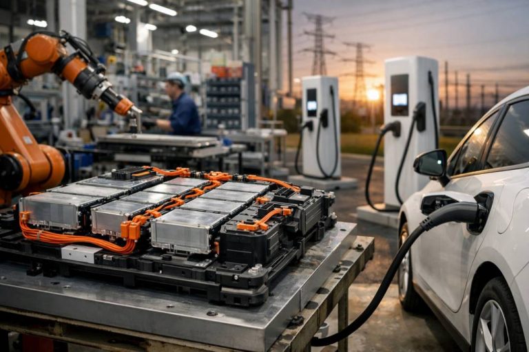 Mobilité électrique : défis industriels liés à la production de batteries et de stations de charge dans les filières automobile et énergie